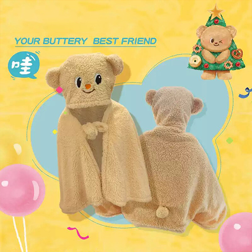 glico｜格力高黃油小熊聯名 連帽毛毯