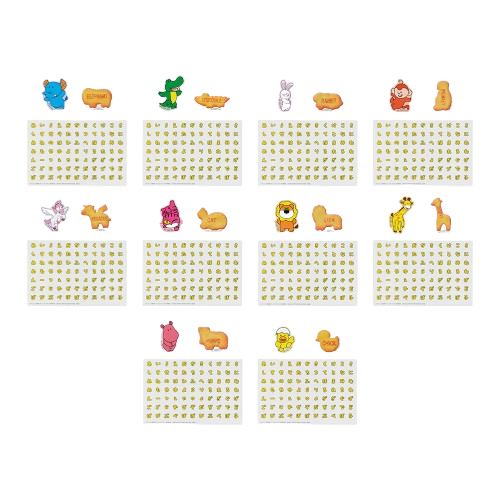 動物＆餅乾＆Tabekko文字貼紙組 全10種 (隨機出貨)