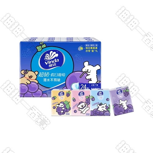 維達｜線條小狗 葡萄香紙巾