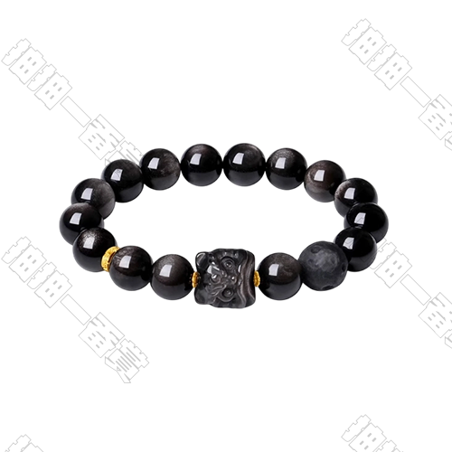 週大生｜黑曜岩手鏈(默認微瑕)