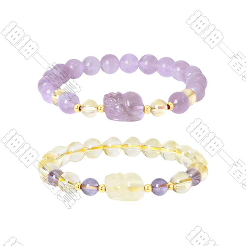 週大生｜財運貔貅水晶手串 黃水晶&紫水晶(隨機出貨)(默認微瑕)
