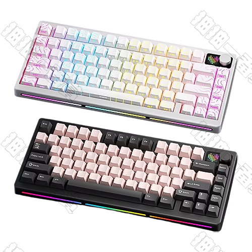 PMO｜P75機械電競鍵盤 粉墨PINK/霜雪白(隨機出貨)