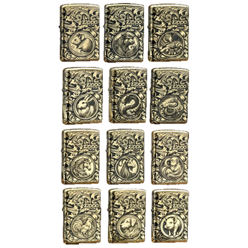 ZIPPO｜十二生肖 繁花唐草 金色 僅外殼無內膽(隨機出貨)
